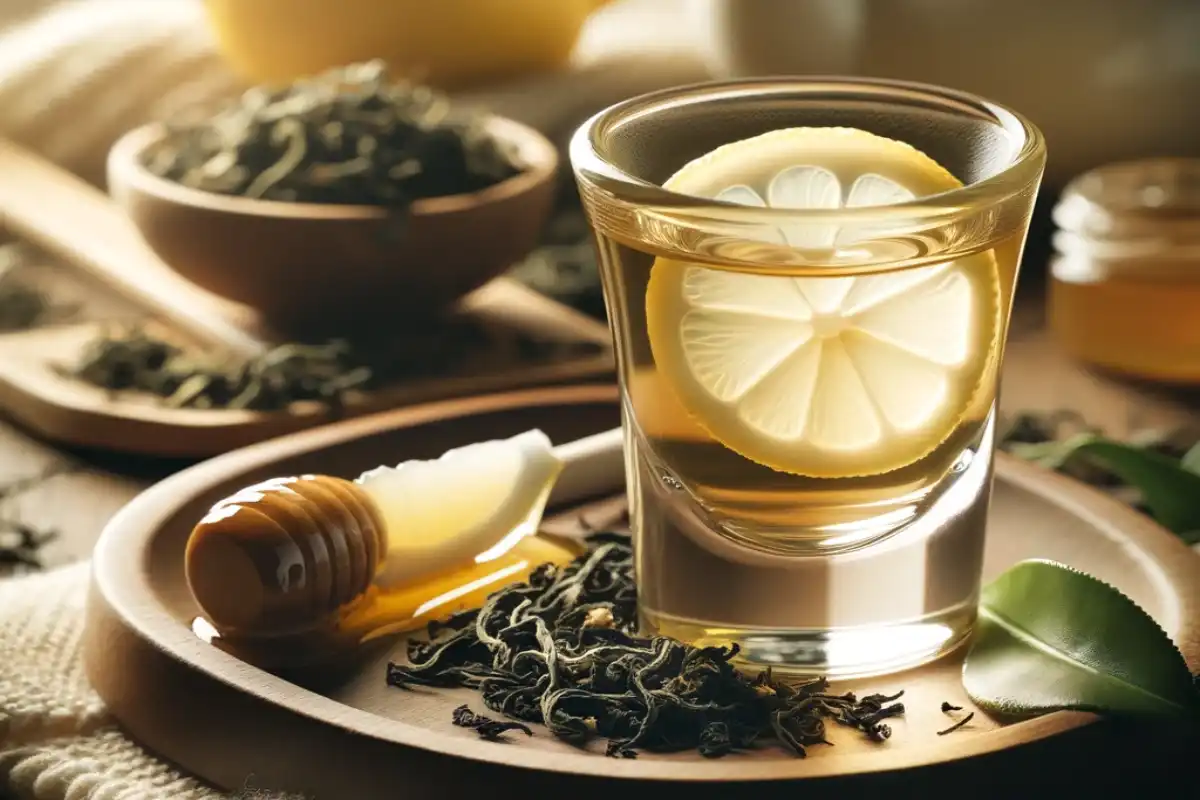 Elegant White Tea Shot with Lemon and Honey
