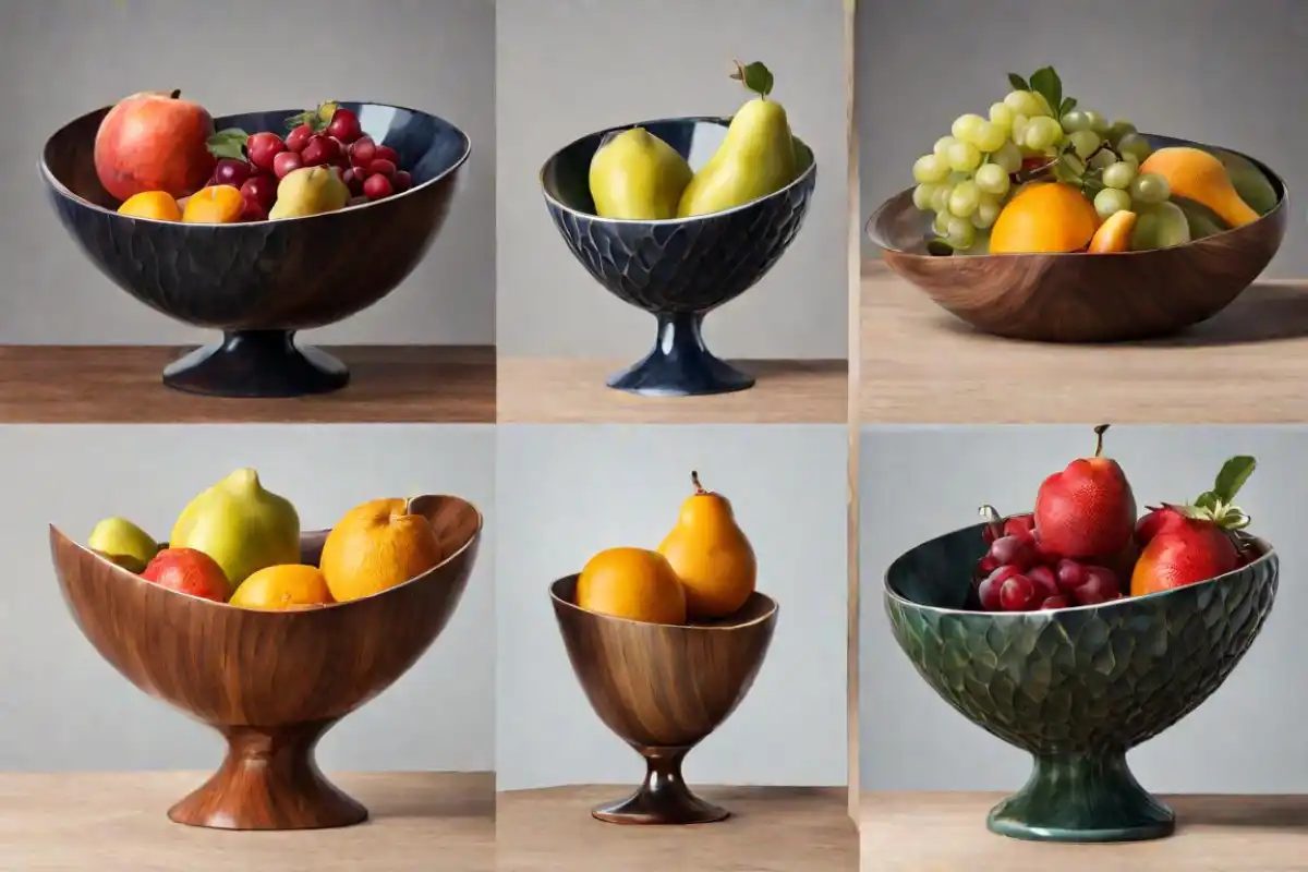 Assorted fruit bowls showcasing different types filled with various fruits.