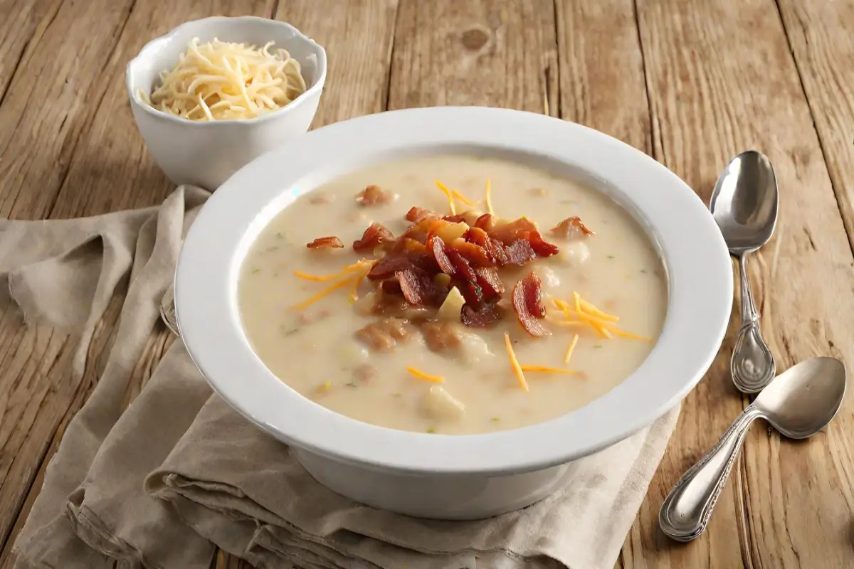  Hearty crock pot crack potato soup with cheese and bacon toppings
