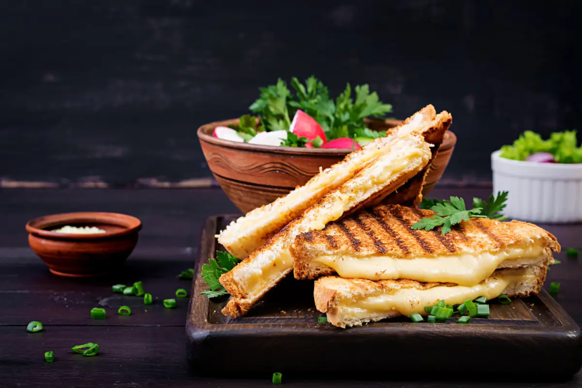 Gourmet Brie Grilled Cheese Sandwich with Fresh Salad